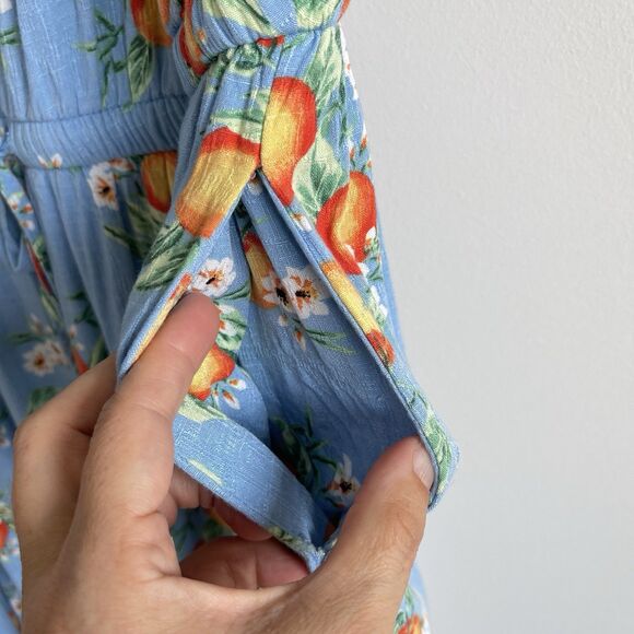 Torrid Textured Woven Double Slit Maxi Dress Blue Orange Print 2X 18-20 - Picture 8 of 15